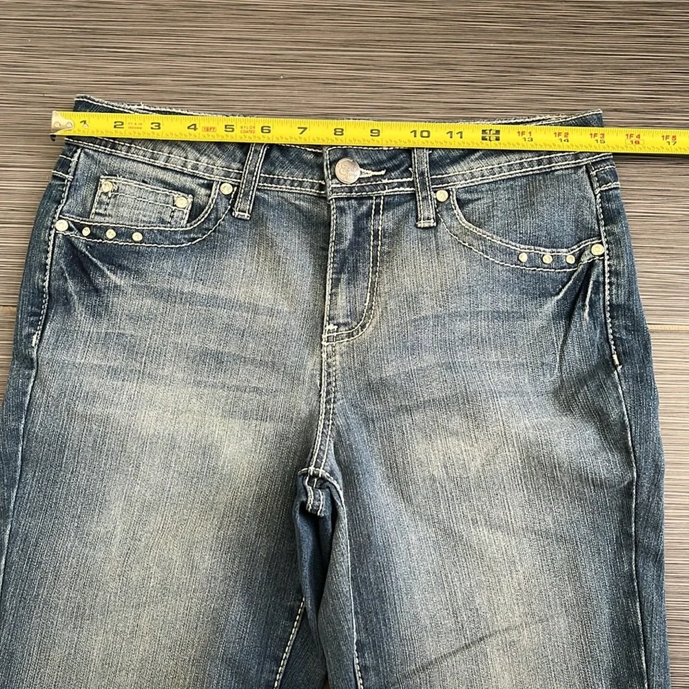 Earl Women’s Mid Rise Medium Wash Embellished‎ Bootcut Jeans Sz 6 Western Bling